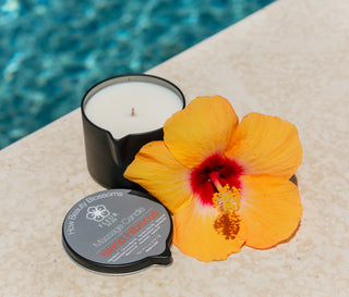 Fleur De Spa Massage Oil Candle for sensual and relaxing massage with pour spout and pump bottle. All Natural Coconut oil, safflower oil, soy wax, aloe, shea butter for sore muscles and couples. Fleur De Spa Massage oil voted number 1 women's health and Oprah favorite things. Award winning.