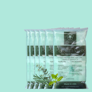 Fleur De Spa premium paraffin wax refills for hands and feet treatments, perfect for nail salons and at-home spa use."
"High-quality paraffin wax blocks with soothing hydration for dry skin, enriched with vitamins for a spa-like experience."
"6-pack of Fleur De Spa paraffin wax refills, ideal for professional salons and DIY skin therapy treatments