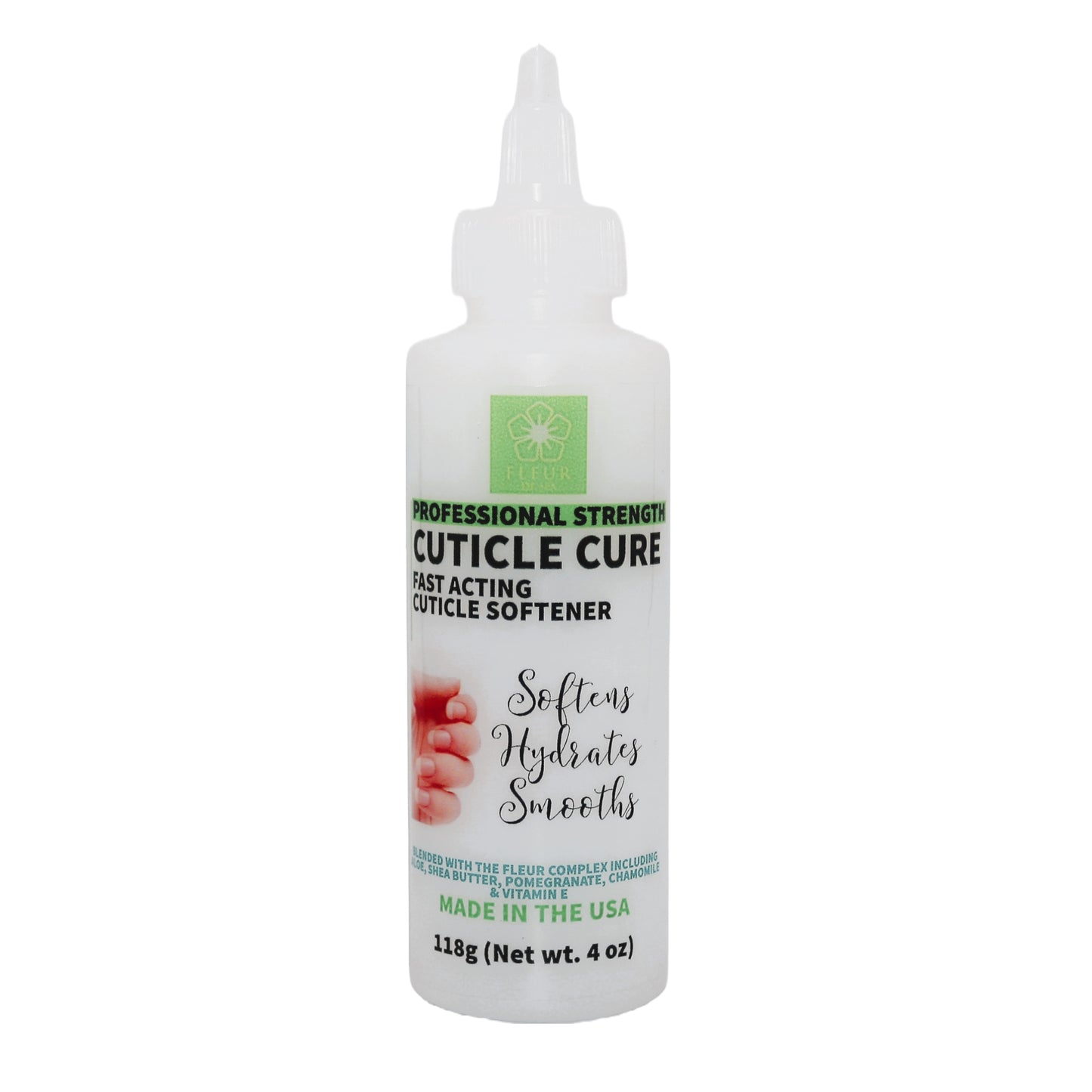 Cuticle softener by fleur de spa cuticle remover for manicure pedicure at home spa treatment diy nail health skin care made in usa product lotion to hydrate and moisturize nail bed professional strength formula