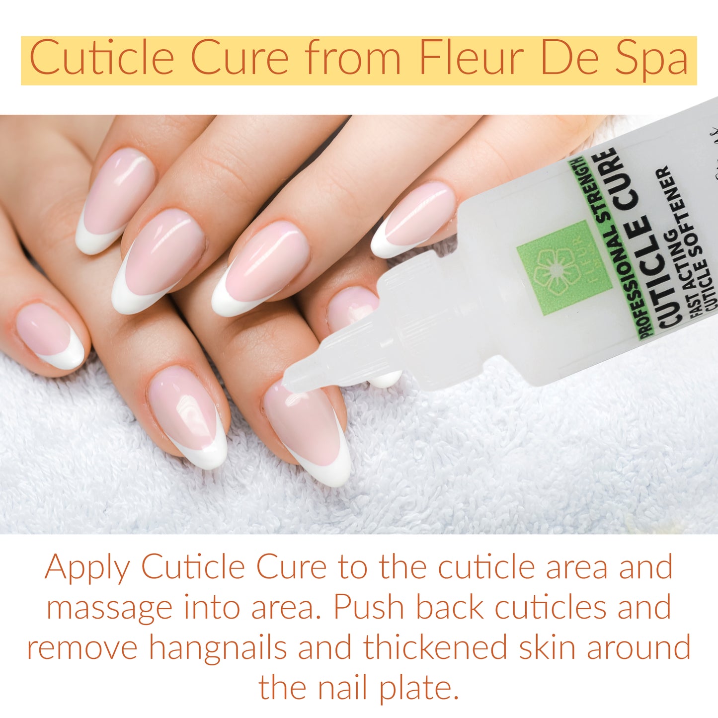 Cuticle softener by fleur de spa cuticle remover for manicure pedicure at home spa treatment diy nail health skin care made in usa product lotion to hydrate and moisturize nail bed professional strength formula