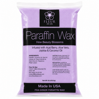 Paraffin wax refill from Fleur De Spa for hands and feet. USA made Paraffin waxes that can be used in any paraffin spa wax melting machine. Peach, lavender, vanilla, rosemary, eucalyptus, wintergreen and unscented for heat therapy and moisture to hydrate your skin. The best and most popular paraffin wax on sale.