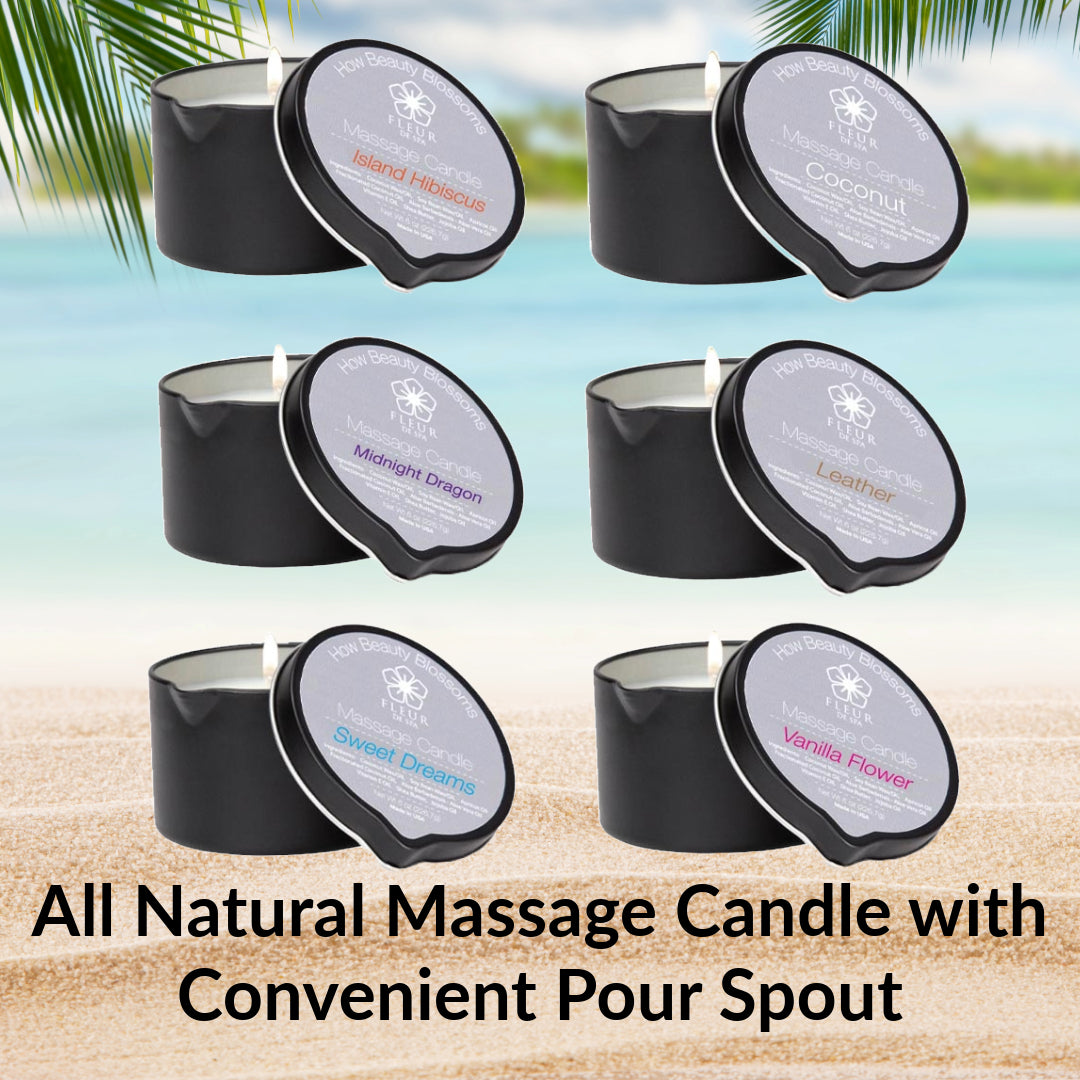 Massage Candle that melts into warm, relaxing, natural massage oil wit –  Fleur De Spa