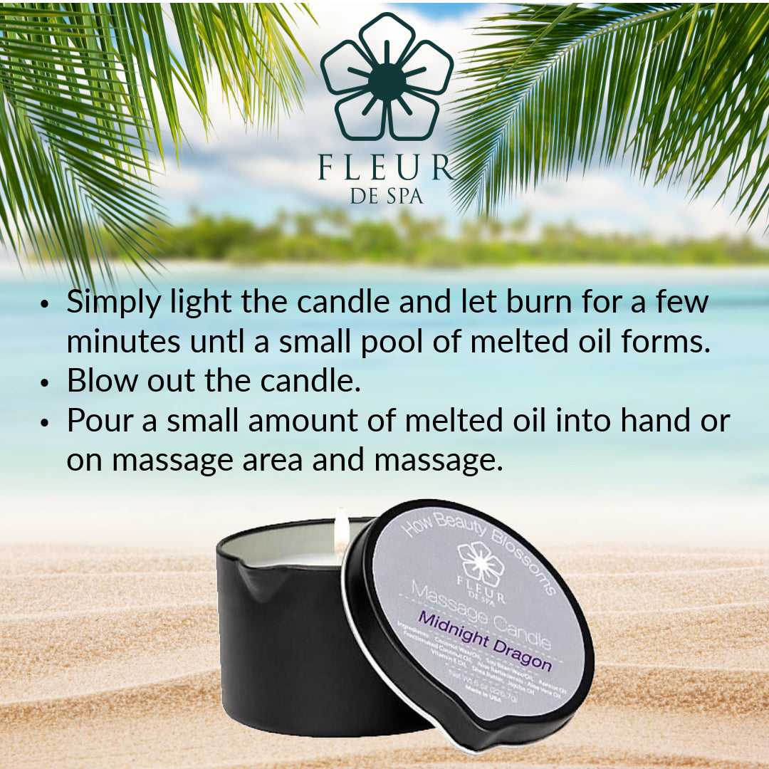 Massage Candle that melts into warm, relaxing, natural massage oil wit –  Fleur De Spa