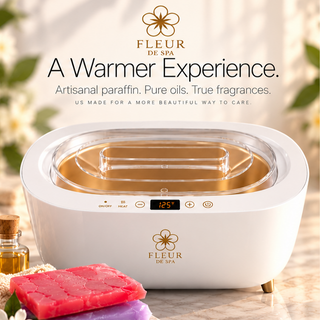 Fleur De Spa paraffin wax machine complete kit for hands and feet. US made paraffin wax for hands. Best paraffin wax machine for home or salon use.