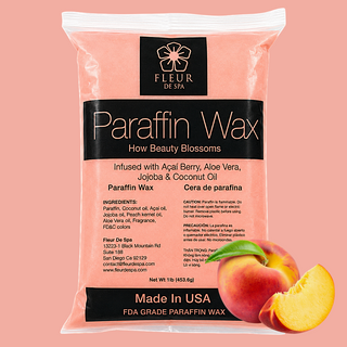 Paraffin wax refill from Fleur De Spa for hands and feet. USA made Paraffin waxes that can be used in any paraffin spa wax melting machine. Peach, lavender, vanilla, rosemary, eucalyptus, wintergreen and unscented for heat therapy and moisture to hydrate your skin. The best and most popular paraffin wax on sale.