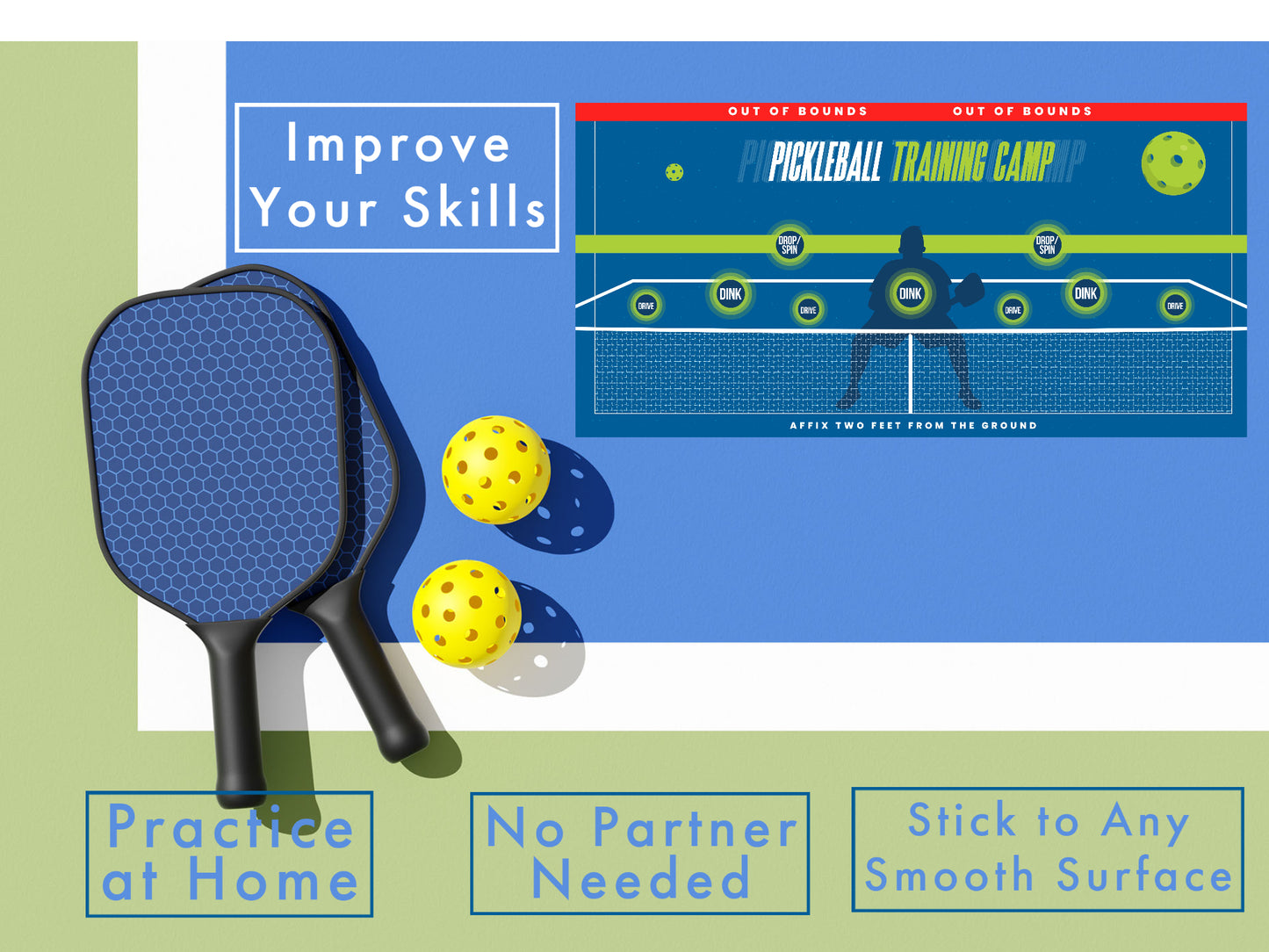 Ultimate Pickleball Rebounder Training Aid | Improve Your Dinks and Elevate Your Game | Convert Any Wall into a Pickleball Court
