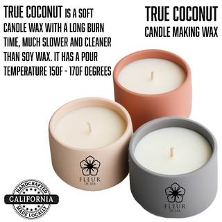 True Coconut Candle Making Wax from Fleur De Spa. Coconut 83 blend for DIY candle makers 1 pound 6 lbs 10 lbs