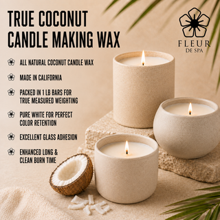 True Coconut Candle Making Wax from Fleur De Spa. Coconut 83 blend for DIY candle makers 1 pound 6 lbs 10 lbs