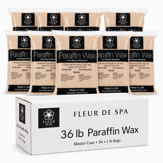 Paraffin wax refill from Fleur De Spa for hands and feet. USA made Paraffin waxes that can be used in any paraffin spa wax melting machine. Peach, lavender, vanilla, rosemary, eucalyptus, wintergreen and unscented for heat therapy and moisture to hydrate your skin. The best and most popular paraffin wax on sale.