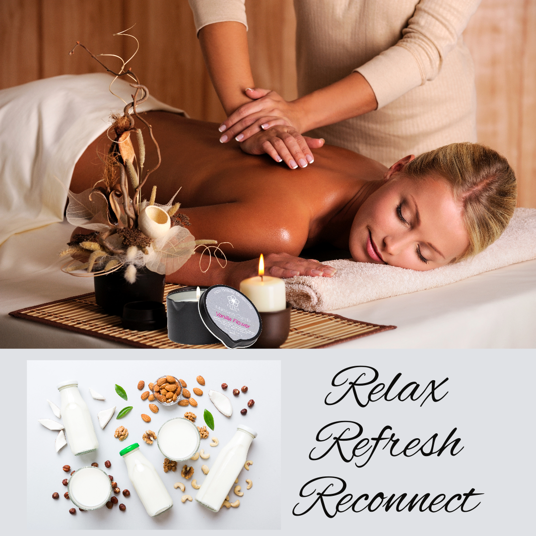 Fleur de Spa Massage Candle With Pour Spout luxurious body Candle Midnight Dragon Voted Best Massage Candle Made in USA
