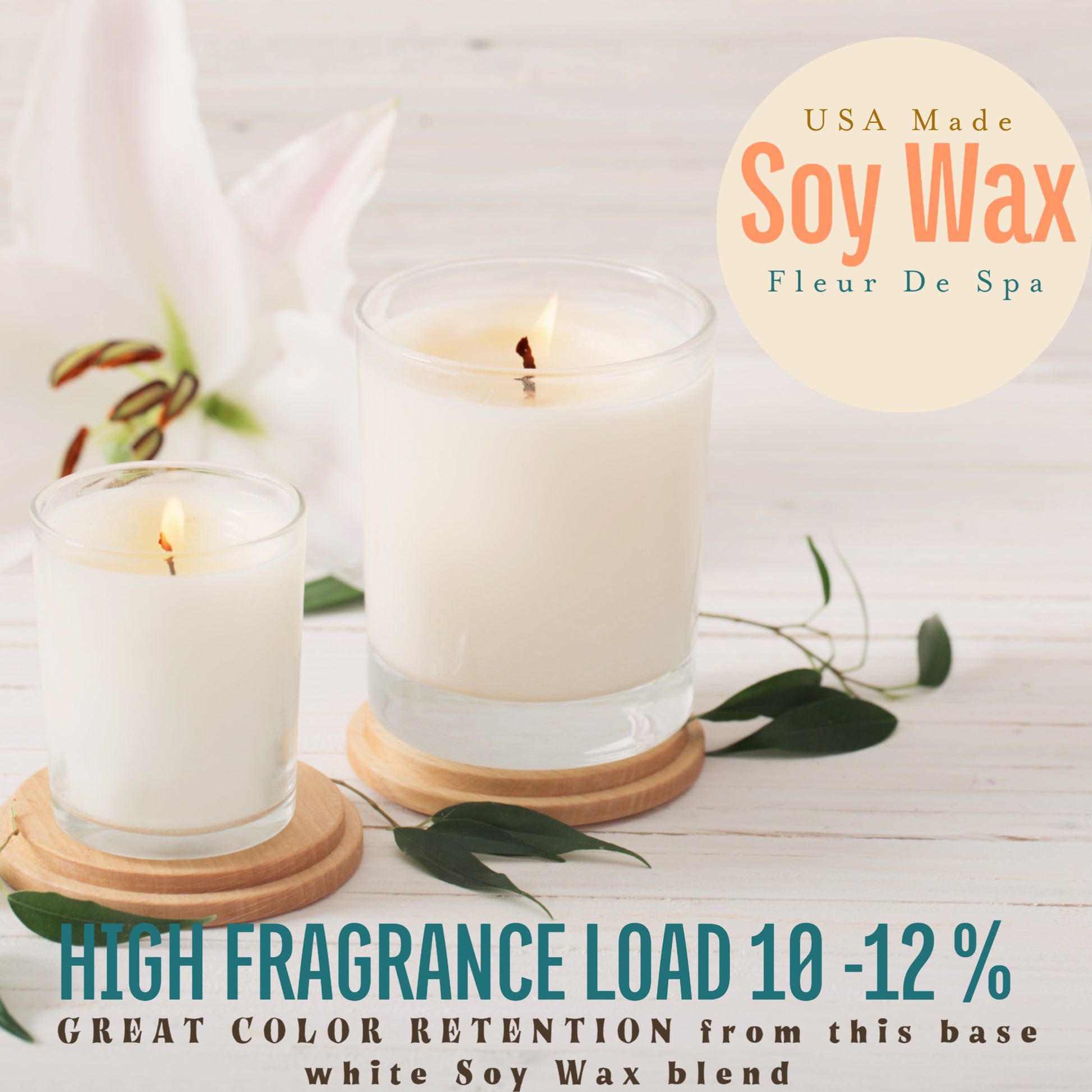 Fleur De Spa Soy Wax for Candle Making - Packaged in 1lb Bars - Natural Soy  Wax Made in USA